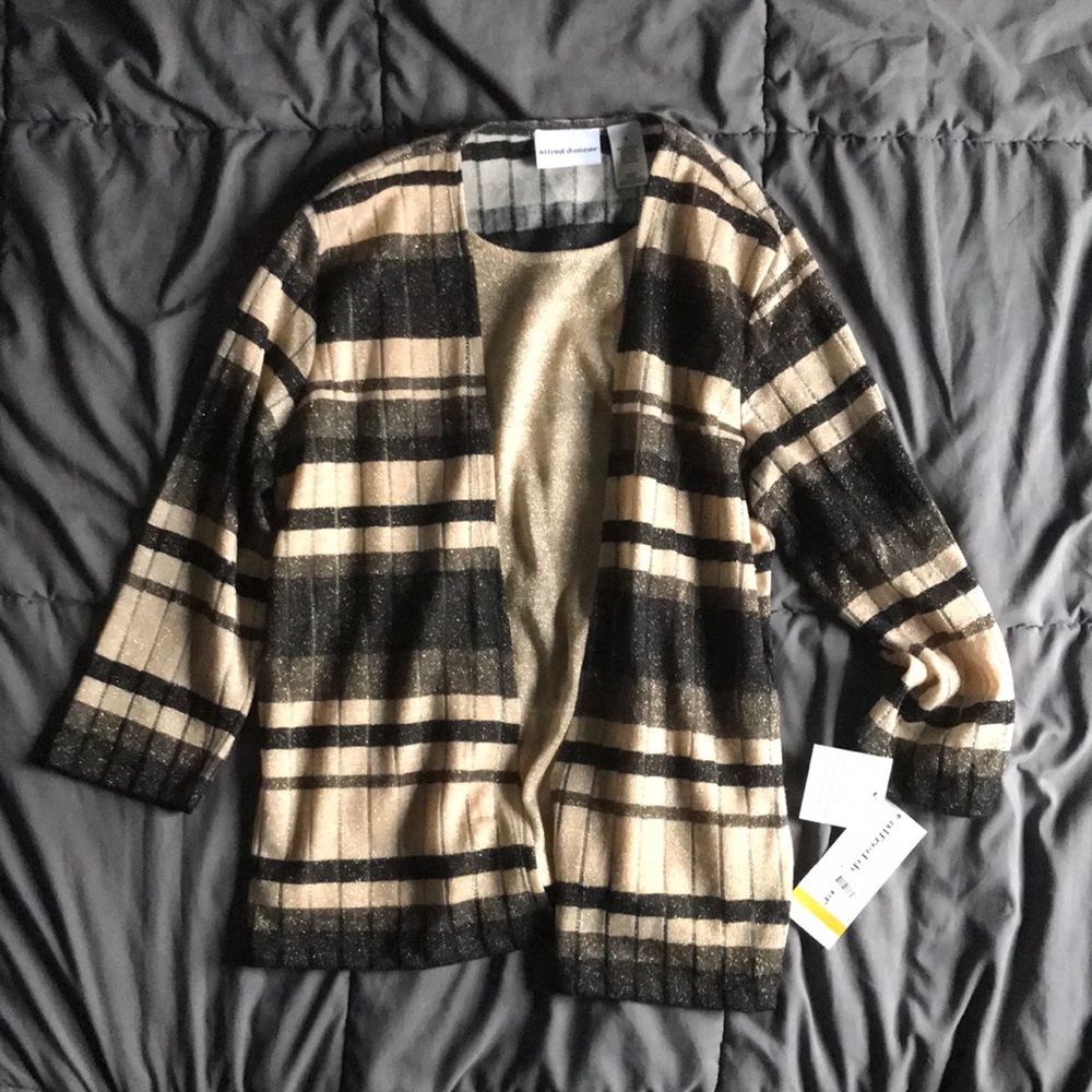 Alfred dunner black/champagne femme fatale one piece shirt size small